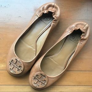 Tory Burch tan reva flat